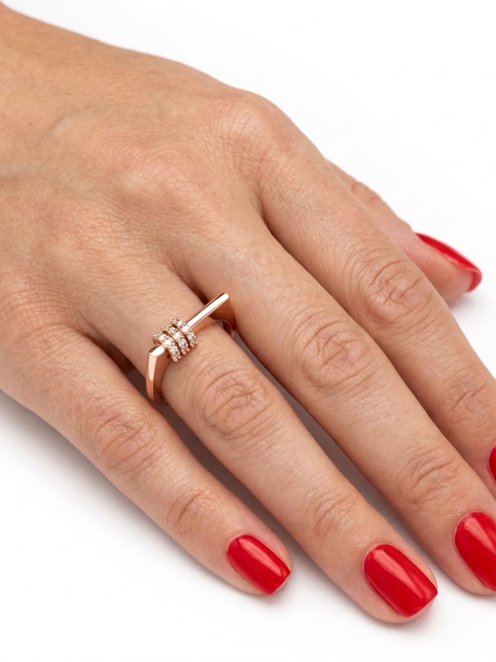 14k Solid Rose Gold Pave Stack Ring 1.5 mm Fine Jewelry Celebrity Stylist Curate